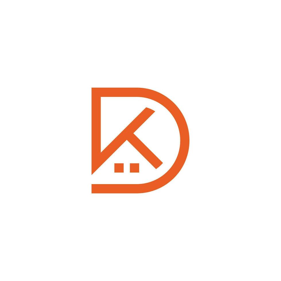 Accueil forme lettre dk Facile géométrique ligne symbole logo vecteur
