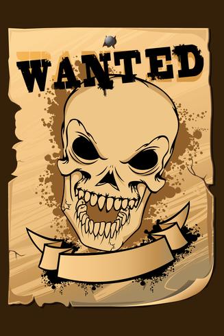 Vintage Wanted Poster avec crâne vecteur