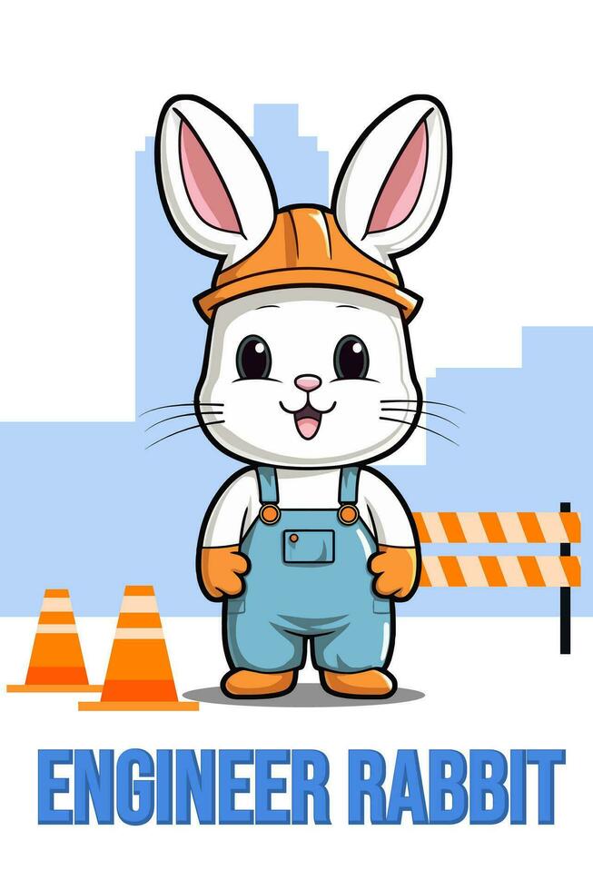 vecteur illustration, ingénieur lapin, animal clipart