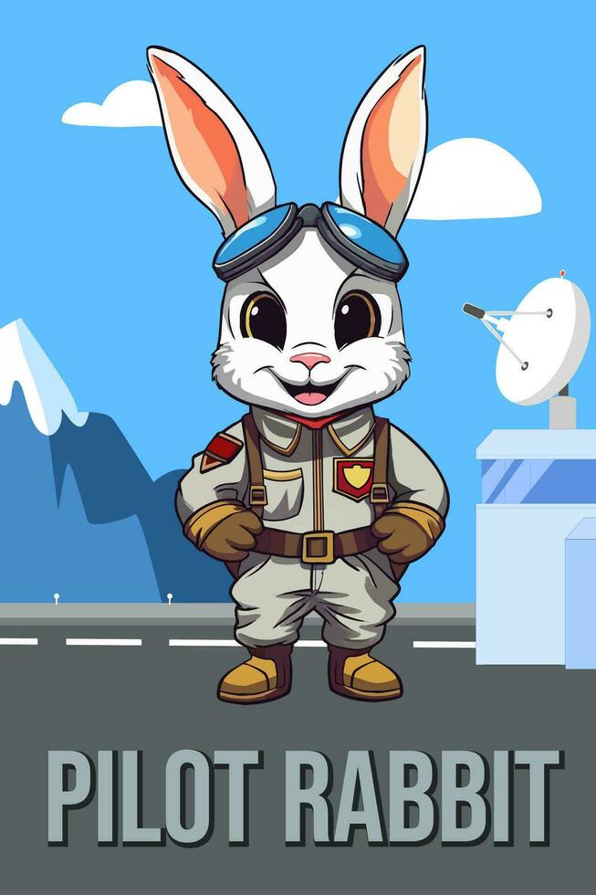 vecteur illustration, pilote lapin, animal clipart