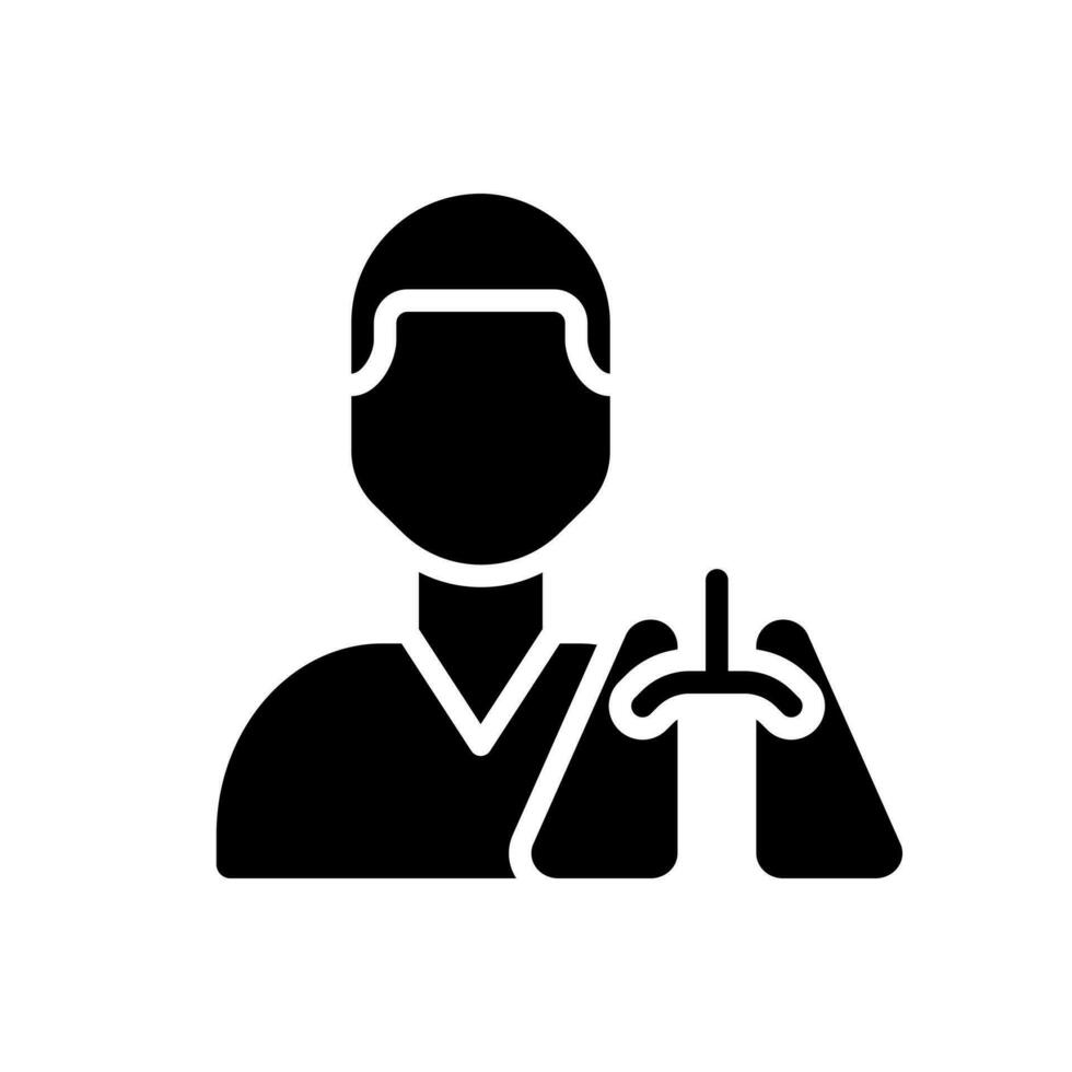 pneumologie noir glyphe icône. poumons maladies traitement et la prévention. pneumologue. médical clinique service. silhouette symbole sur blanc espace. solide pictogramme. vecteur isolé illustration
