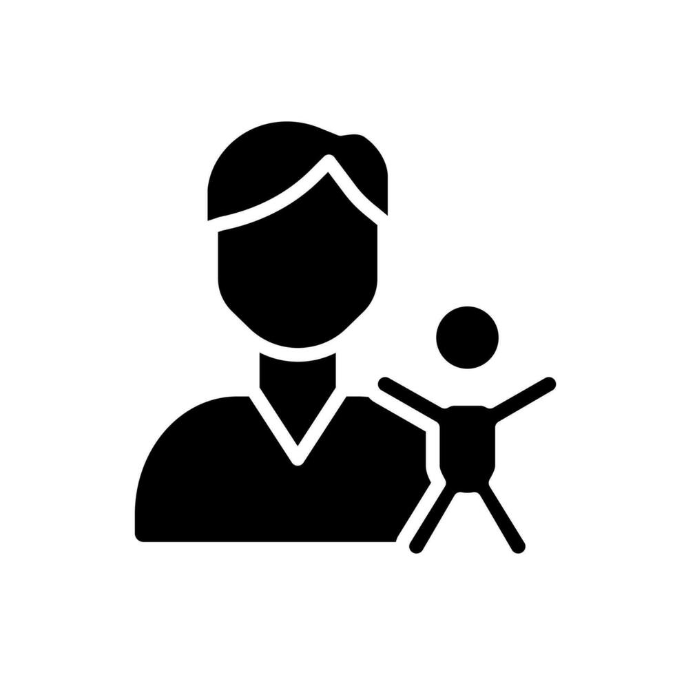 pédiatrie noir glyphe icône. médical se soucier de les enfants. Diagnostique et traitement. soins de santé service. silhouette symbole sur blanc espace. solide pictogramme. vecteur isolé illustration