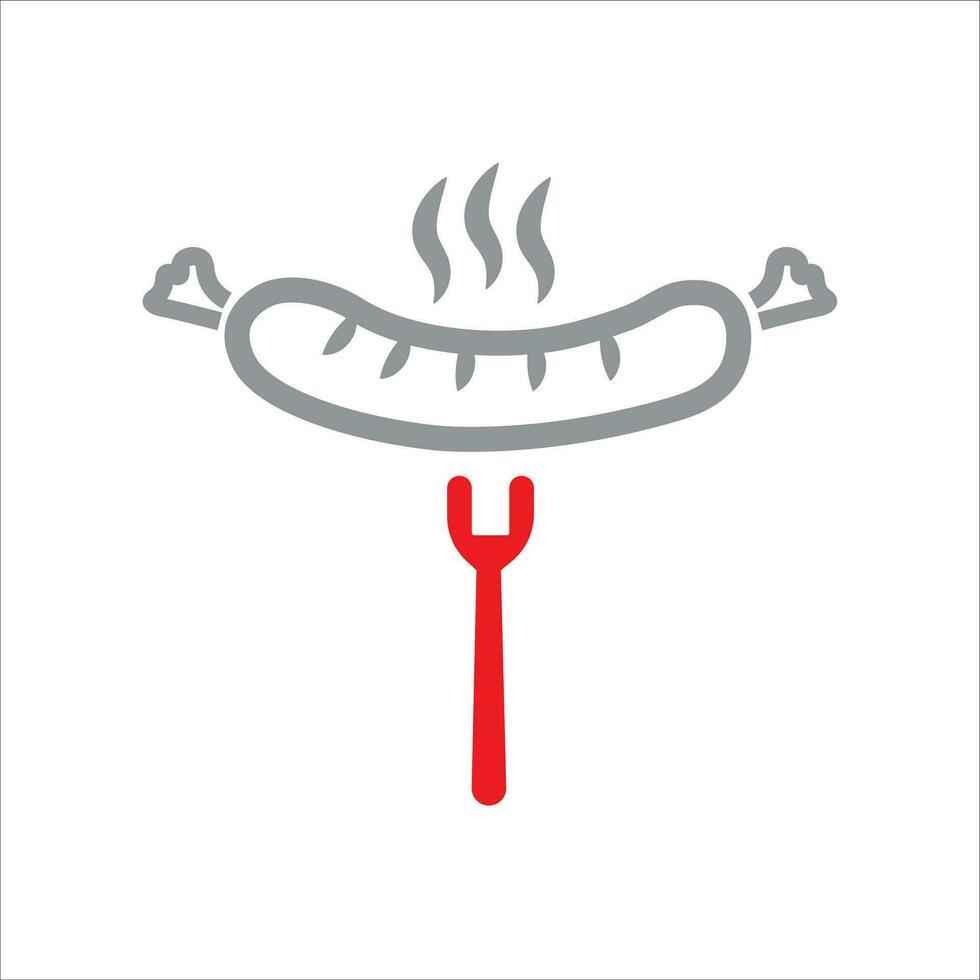 saucisse sur fourchette icône vecteur illustration symbole