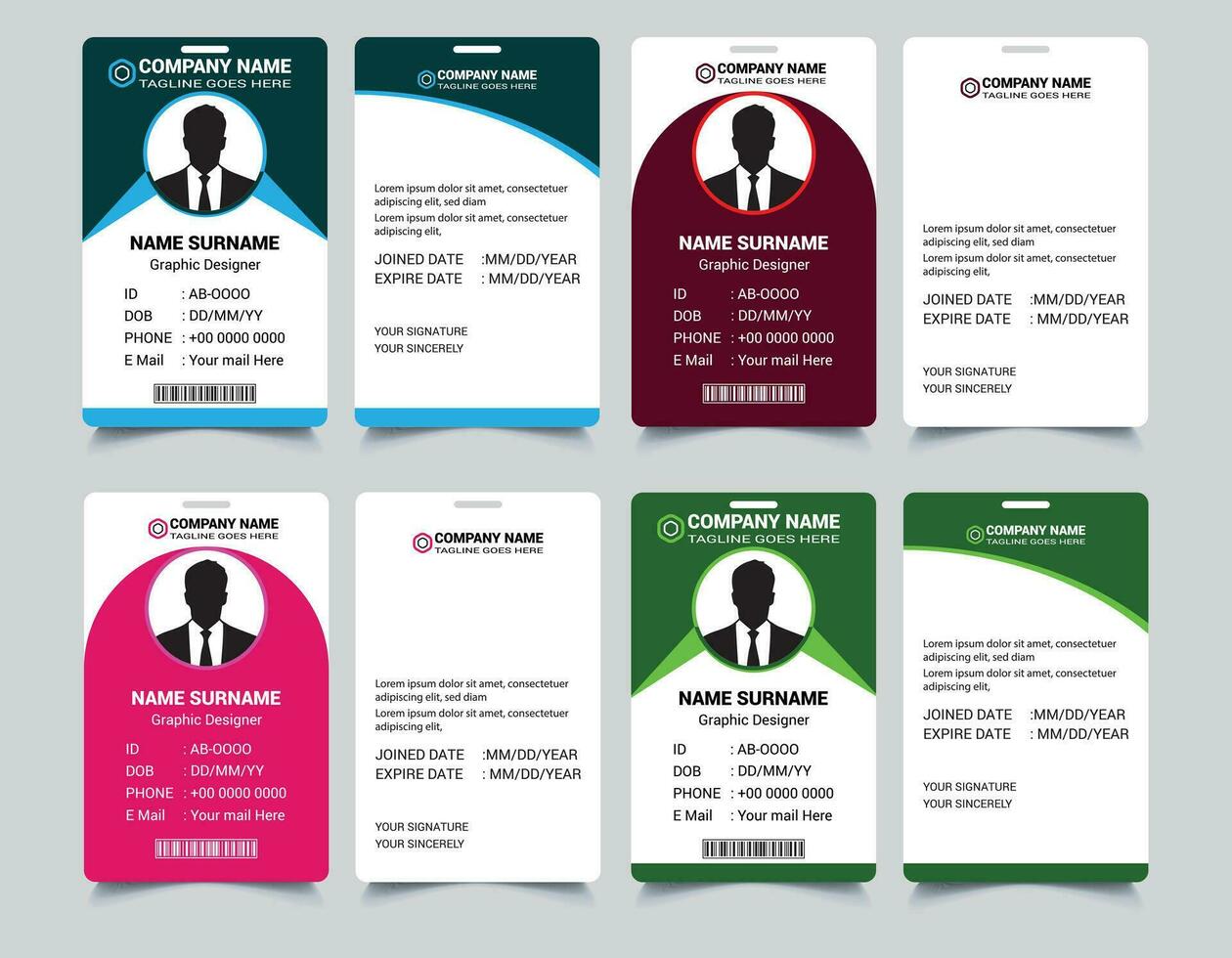 id carte conception empaqueter, Facile affaires id carte conception modèle, école et employé id carte conception modèle, unique, entreprise, abstrait professionnel id carte conception modèles pour employé et autres, vecteur