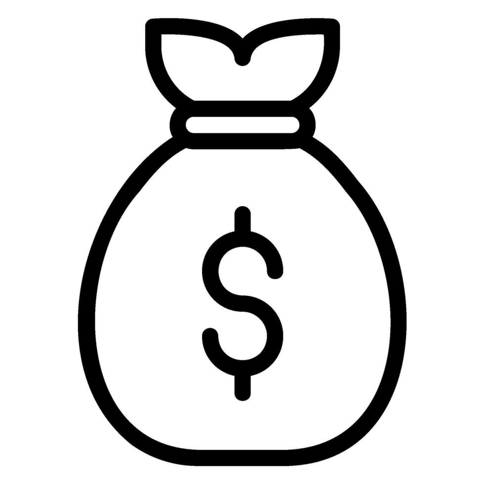 icône de ligne de sac d'argent vecteur