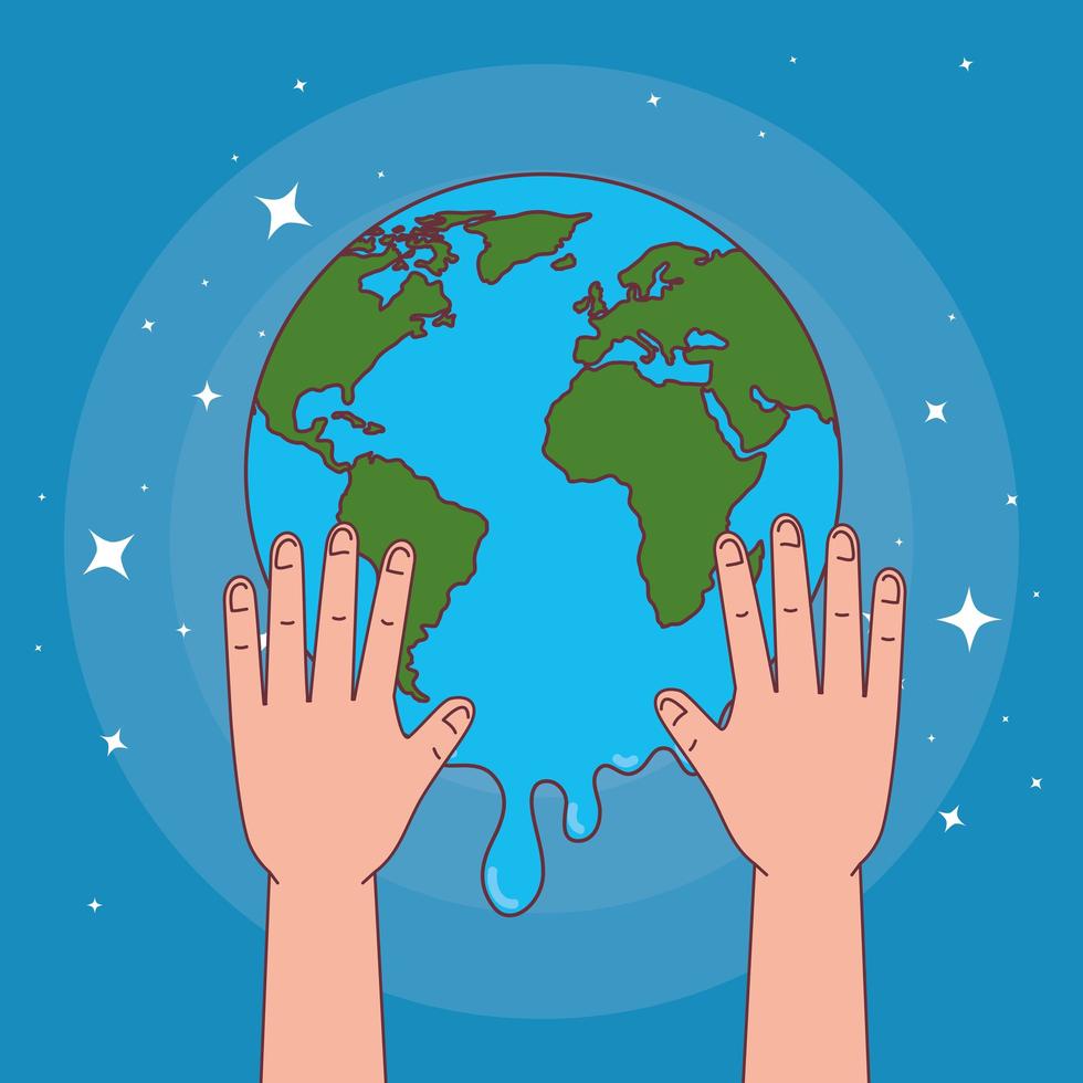 journée mondiale du lavage des mains et des mains avec un dessin vectoriel du monde fondu