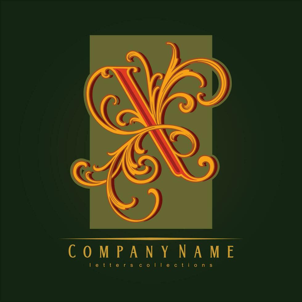 ancien charme or X lettre monogramme logo vecteur des illustrations pour votre travail logo, marchandise T-shirt, autocollants et étiquette conceptions, affiche, salutation cartes La publicité affaires entreprise ou marques.