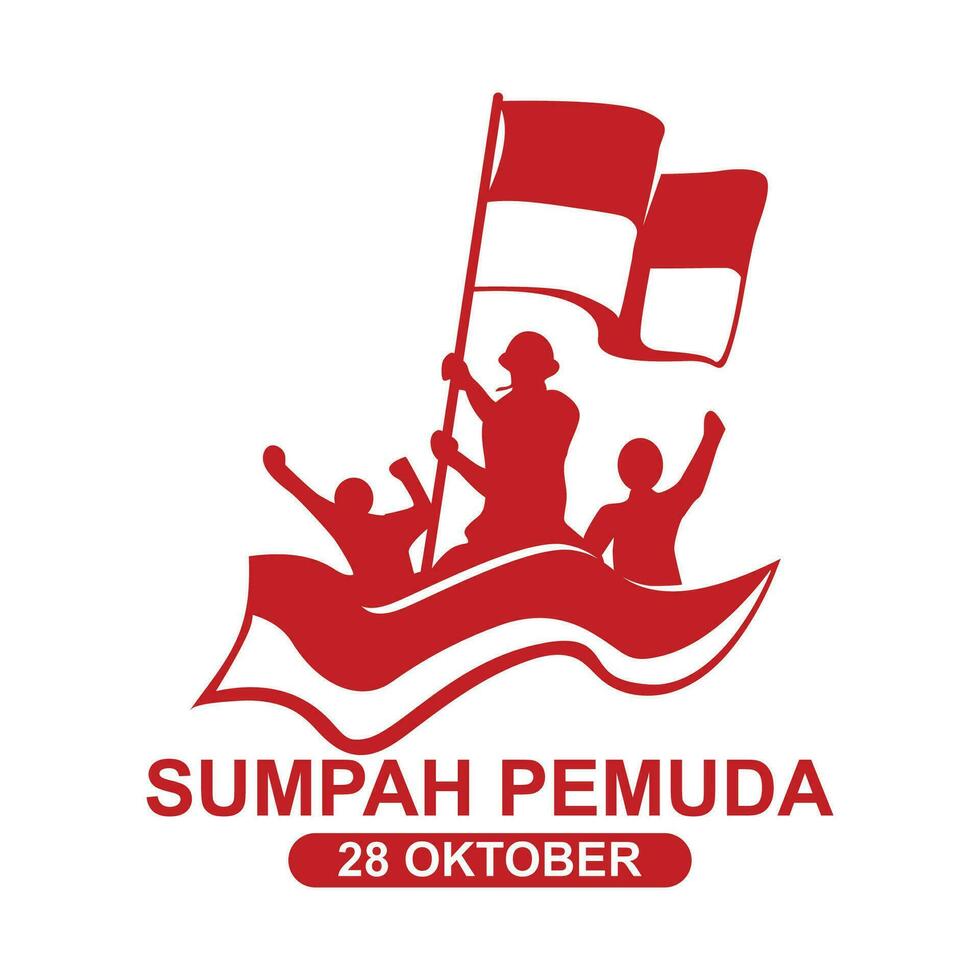 sumah pemuda oktober 28e logo conception, indonésien jeunesse héros déclaration vecteur