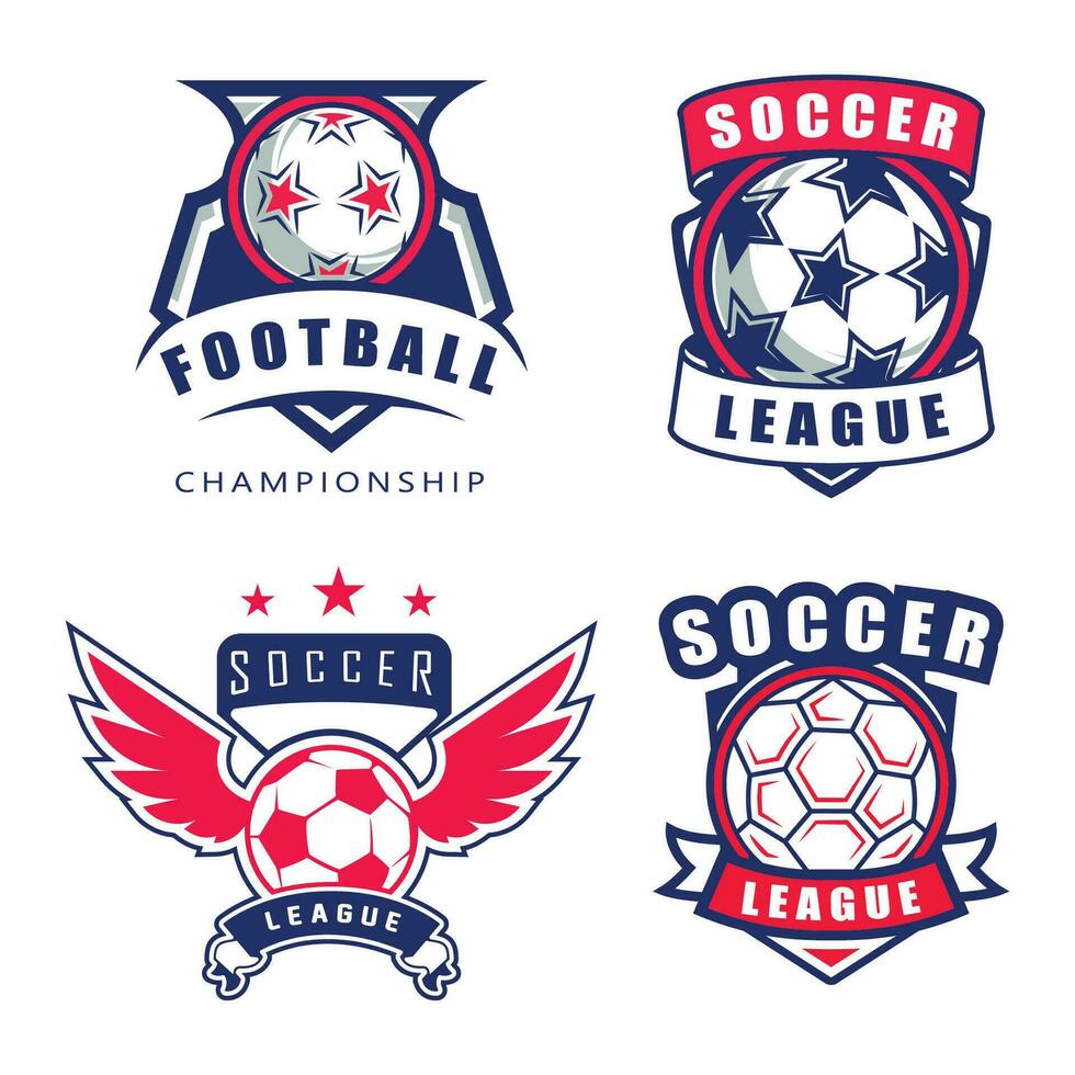 ensemble de football logo modèle. Football logo emblème. vecteur