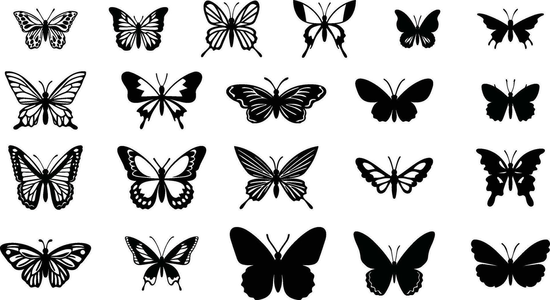 collection de papillon silhouettes, vecteur illustration