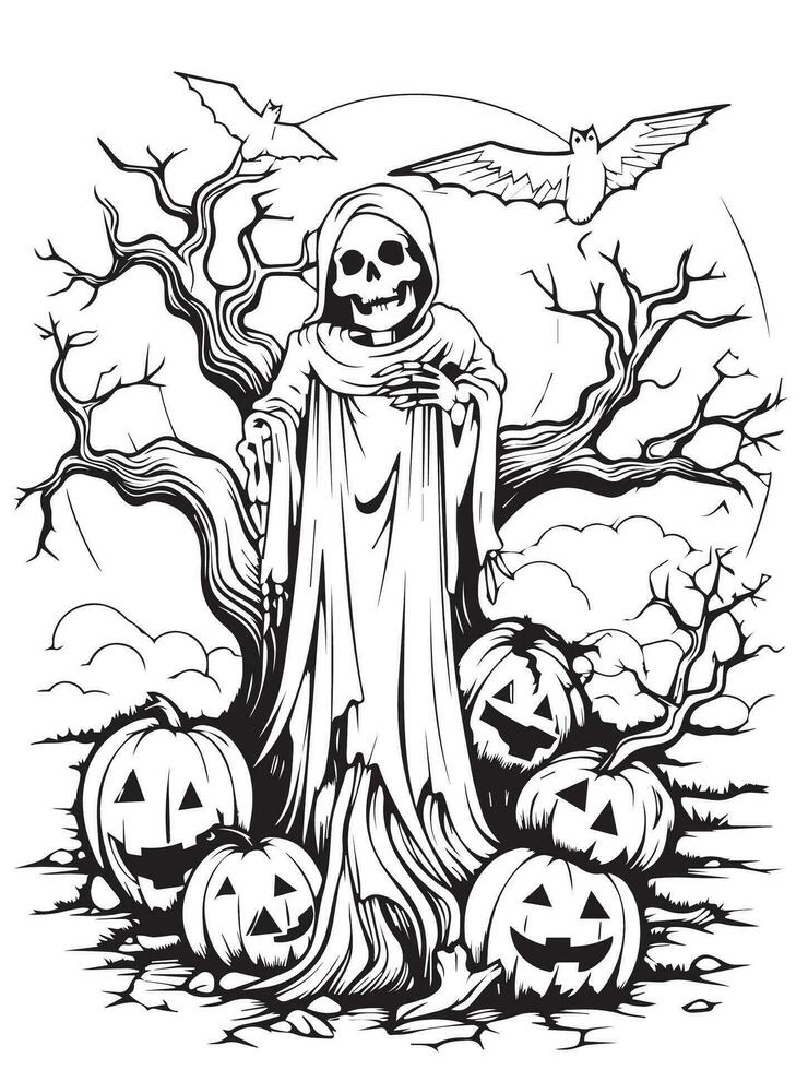 Halloween coloration pages avec mignonne sorcière vecteur
