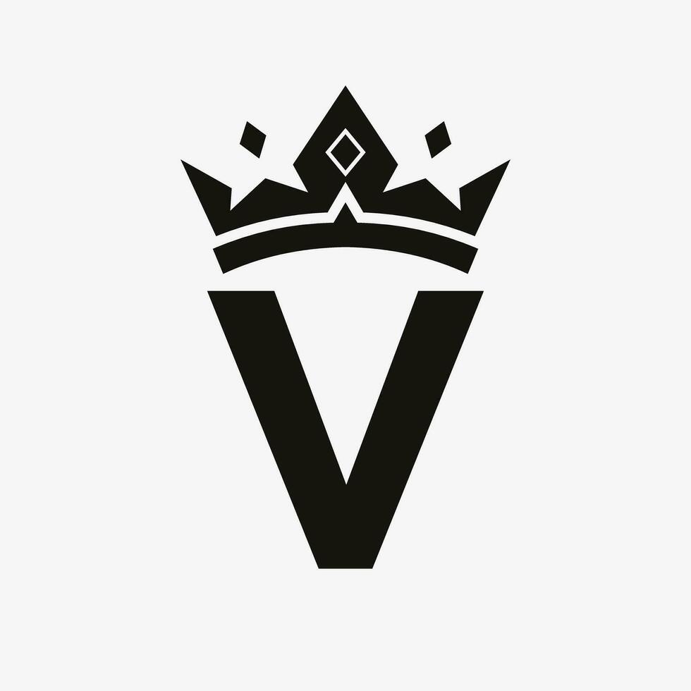couronne logo sur lettre v vecteur modèle pour beauté, mode, élégant, luxe signe