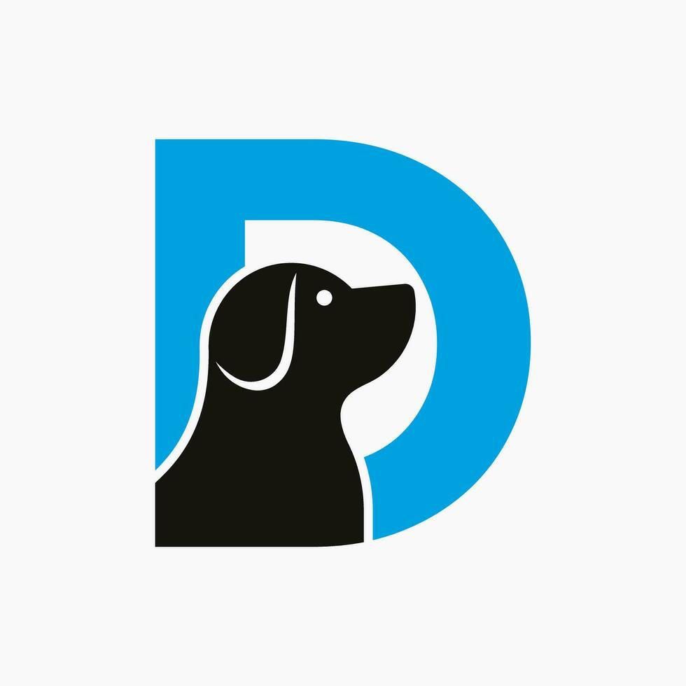 lettre ré animal de compagnie logo conception. chien logo symbole vecteur modèle. chien sur alphabet