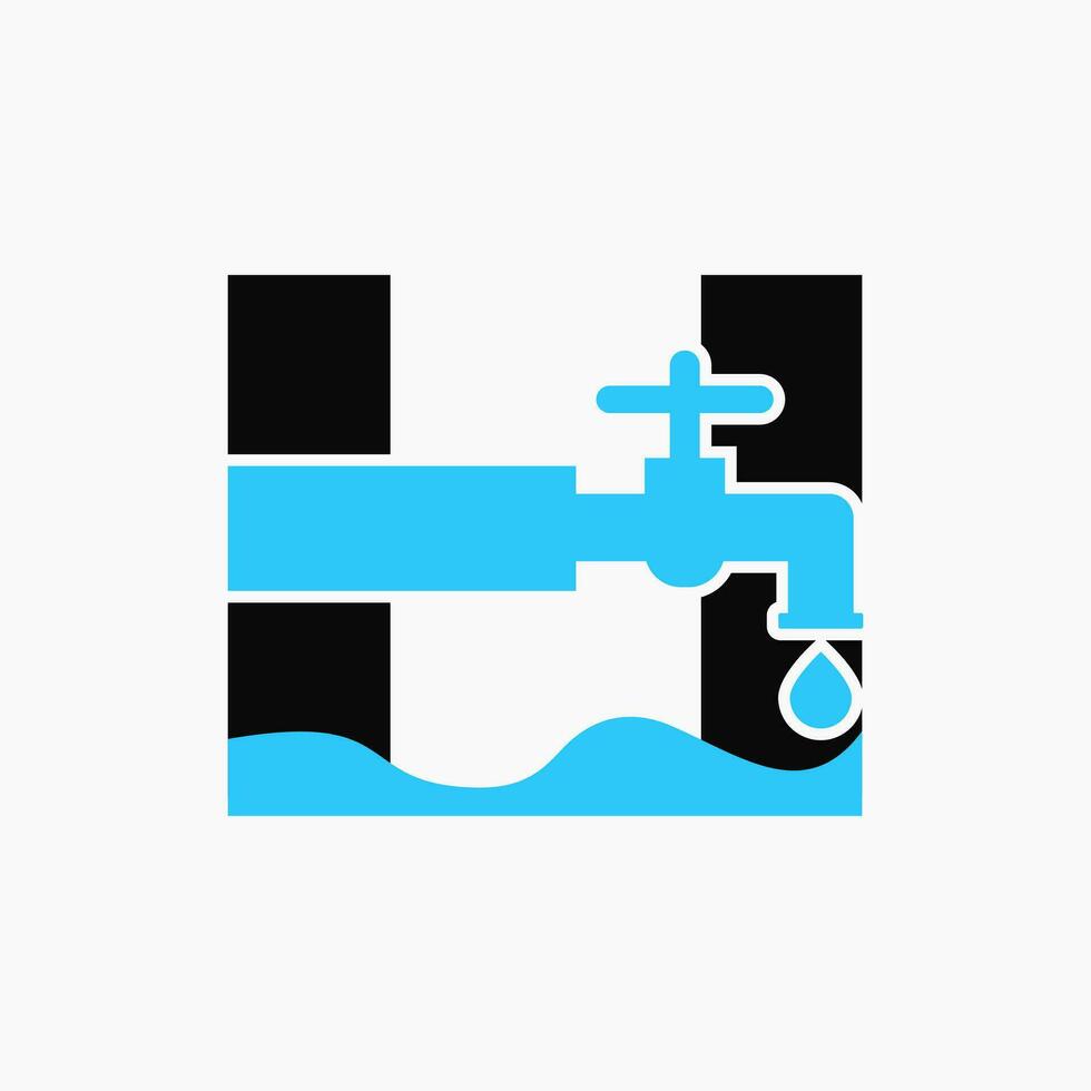 lettre h plombier logo conception. plomberie logo symbole avec l'eau et l'eau robinet icône vecteur