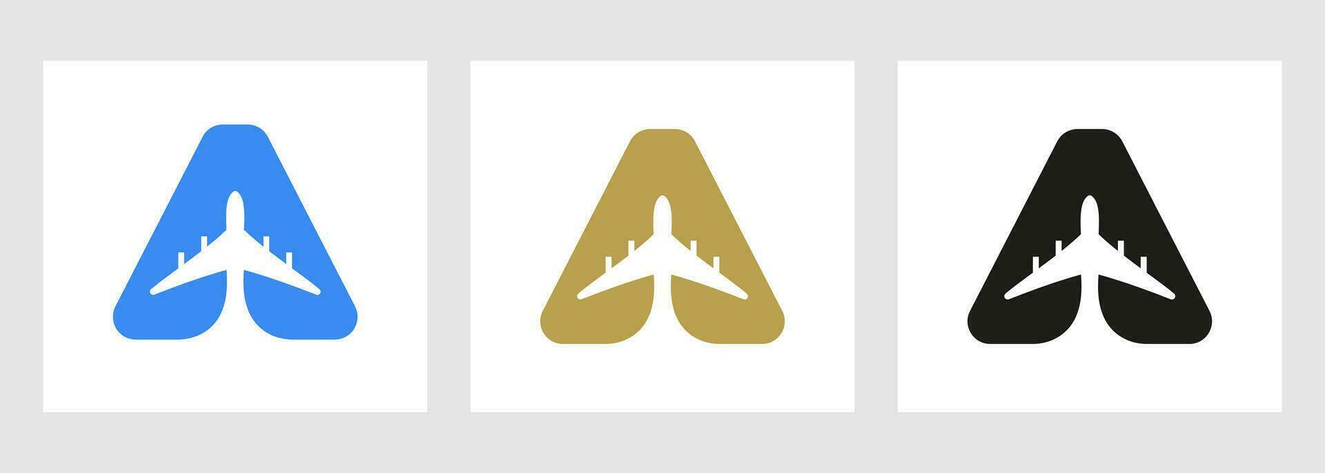 tropical Voyage logo sur lettre une concept. avion vol symbole modèle vecteur