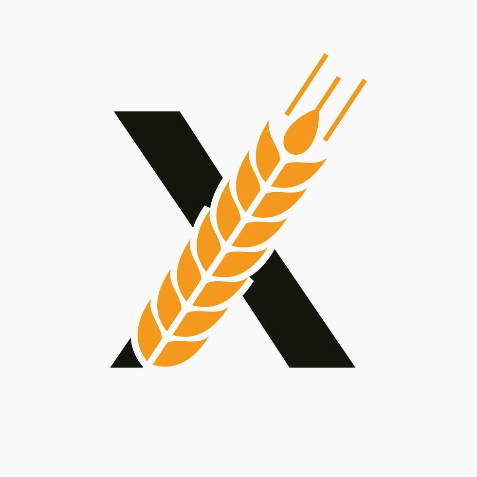 lettre X blé logo pour agriculture symbole vecteur modèle