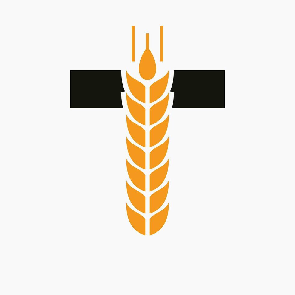 lettre t blé logo pour agriculture symbole vecteur modèle