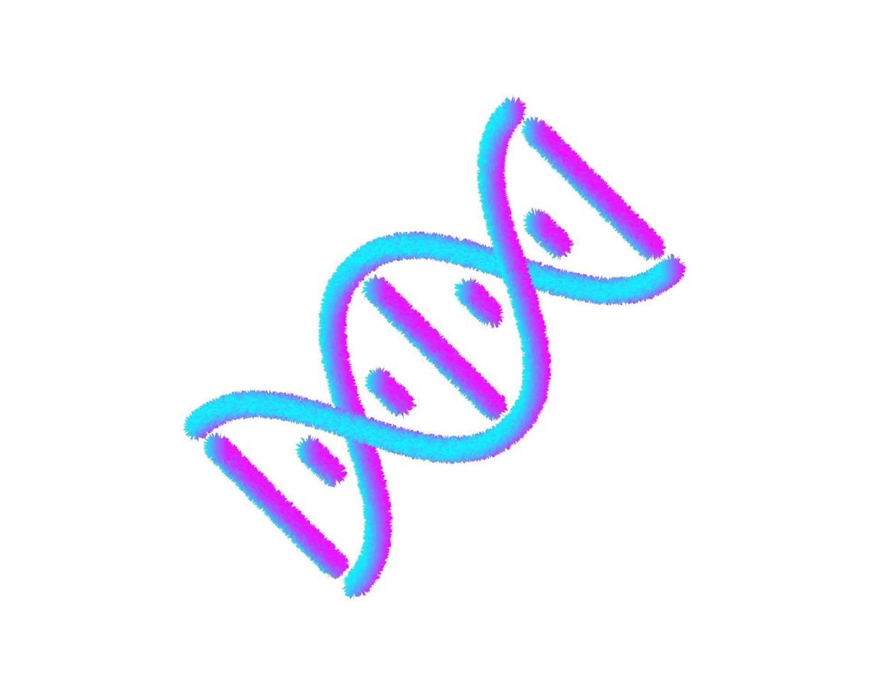 icône duveteuse d'adn vector.fur signe d'évolution de la vie 3d moderne isolé. entreprise, concept internet. symbole de gène de biologie vectorielle à la mode pour la conception de sites Web, web. illustration de chromosome de logo vecteur