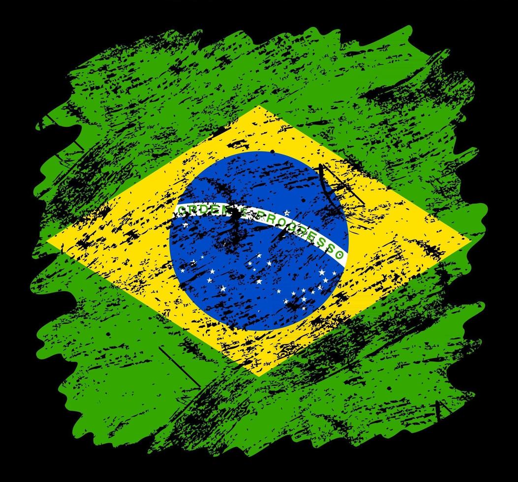 fond de brosse grunge drapeau brésil. vieille illustration vectorielle de brosse drapeau. concept abstrait de fond national. vecteur