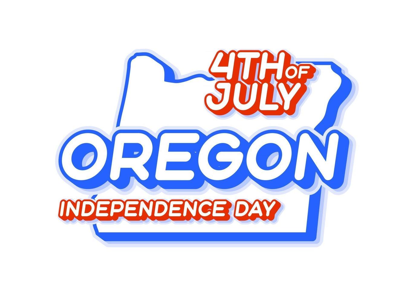 l'état de l'oregon le 4 juillet fête de l'indépendance avec la carte et la forme 3d de couleur nationale des états-unis d'illustration vectorielle vecteur