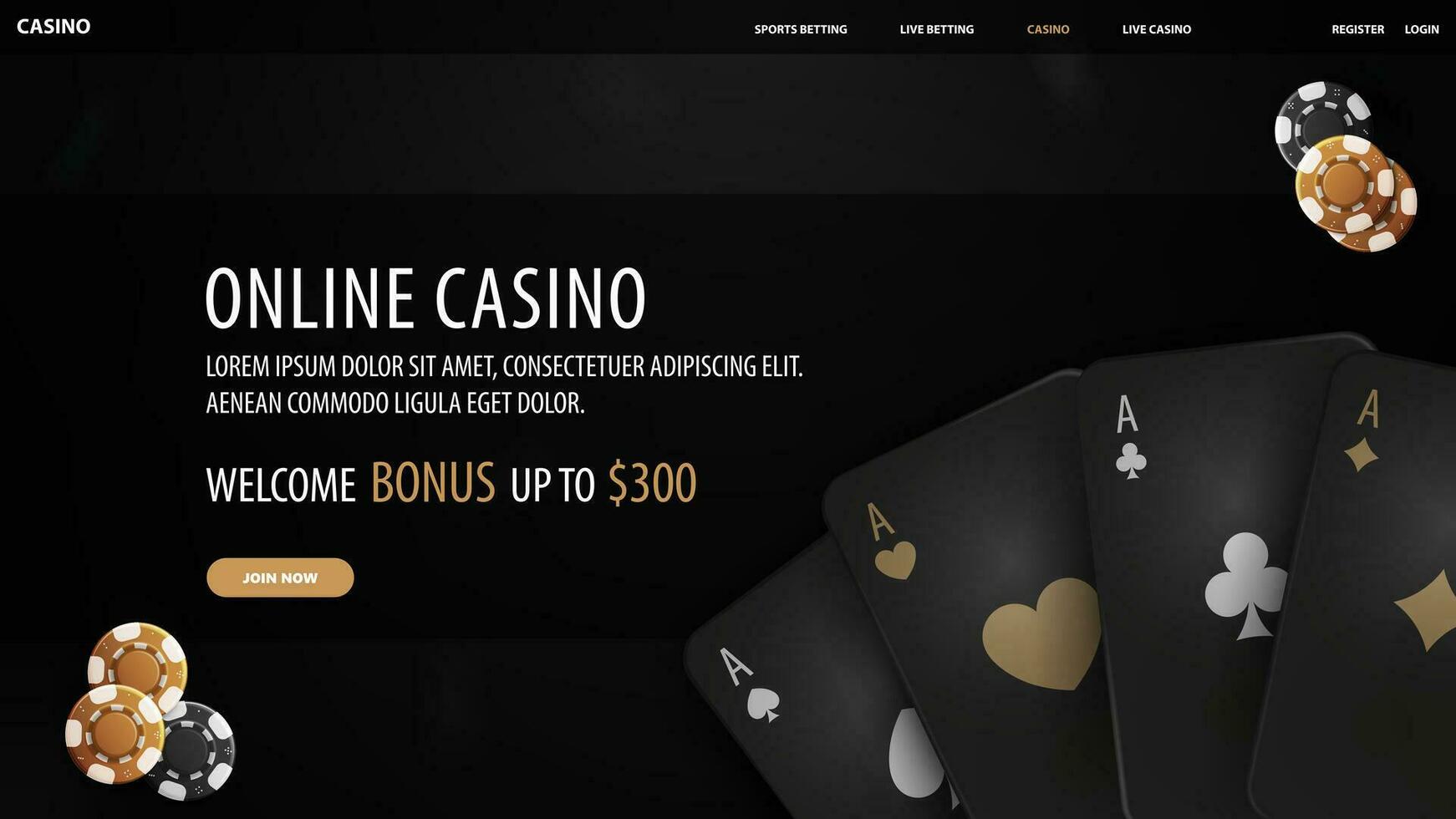 en ligne casino, noir invitation bannière pour site Internet avec Bienvenue prime, bouton et noir et or casino poker frites avec en jouant cartes vecteur