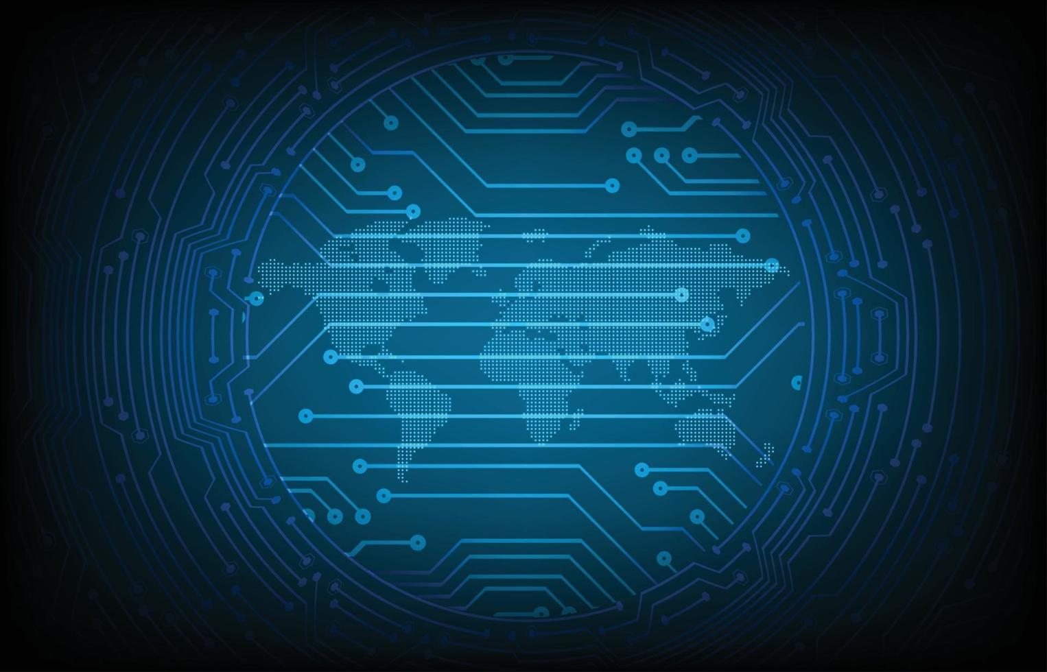 Technologie future du circuit imprimé binaire mondial, fond de concept de cybersécurité hud bleu vecteur