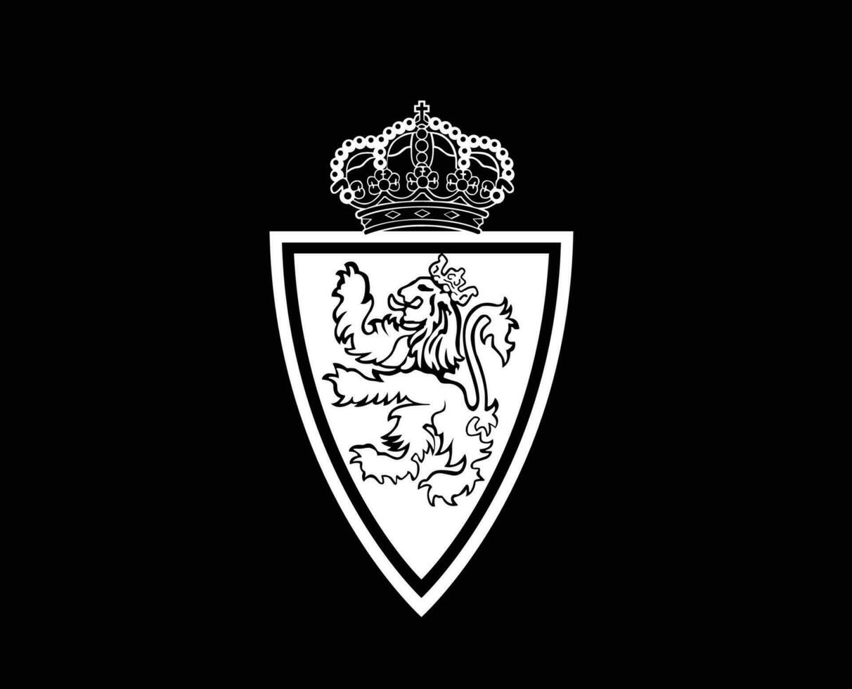 réel Saragosse club symbole logo blanc la liga Espagne Football abstrait conception vecteur illustration avec noir Contexte