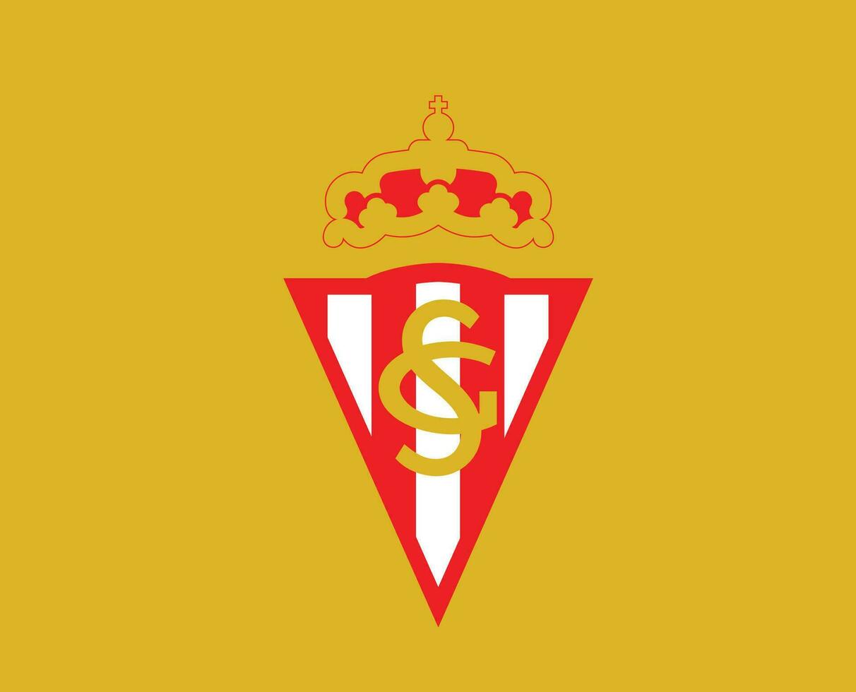 sportif gijon club symbole logo la liga Espagne Football abstrait conception vecteur illustration avec Jaune Contexte