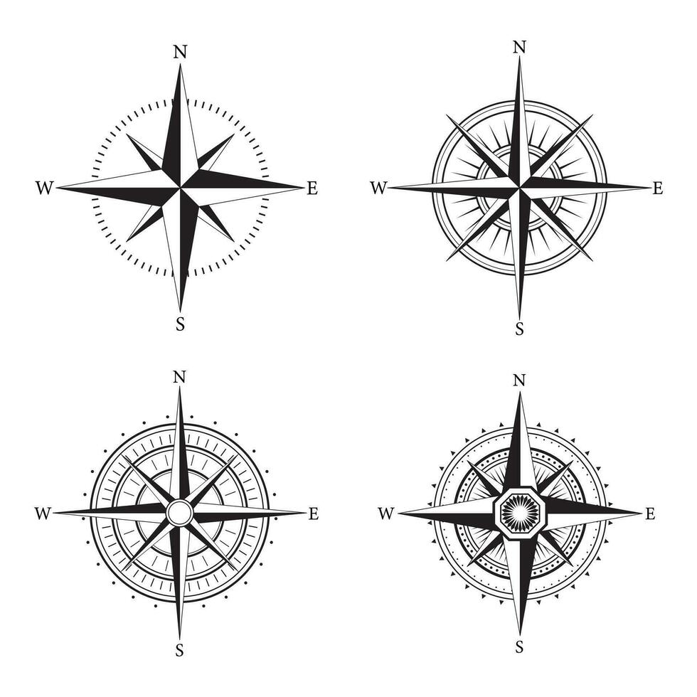 collection de monochrome boussole logo vecteur