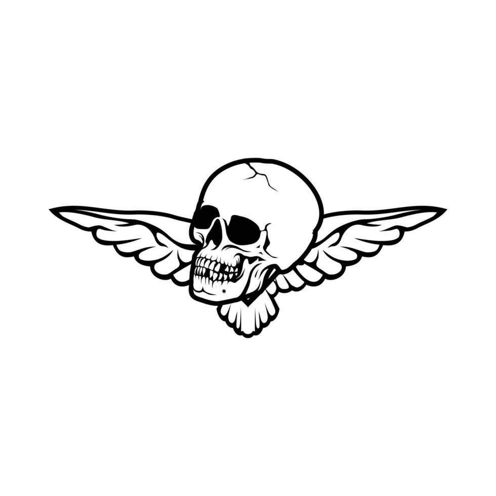 crâne ailes cool, conception élément pour logo, affiche, carte, bannière, emblème, t chemise. vecteur illustration