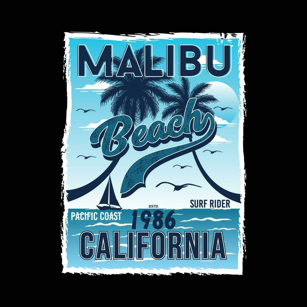 Malibu plage caractères, graphique illustration, typographie vecteur, pour décontractée t chemise impression vecteur