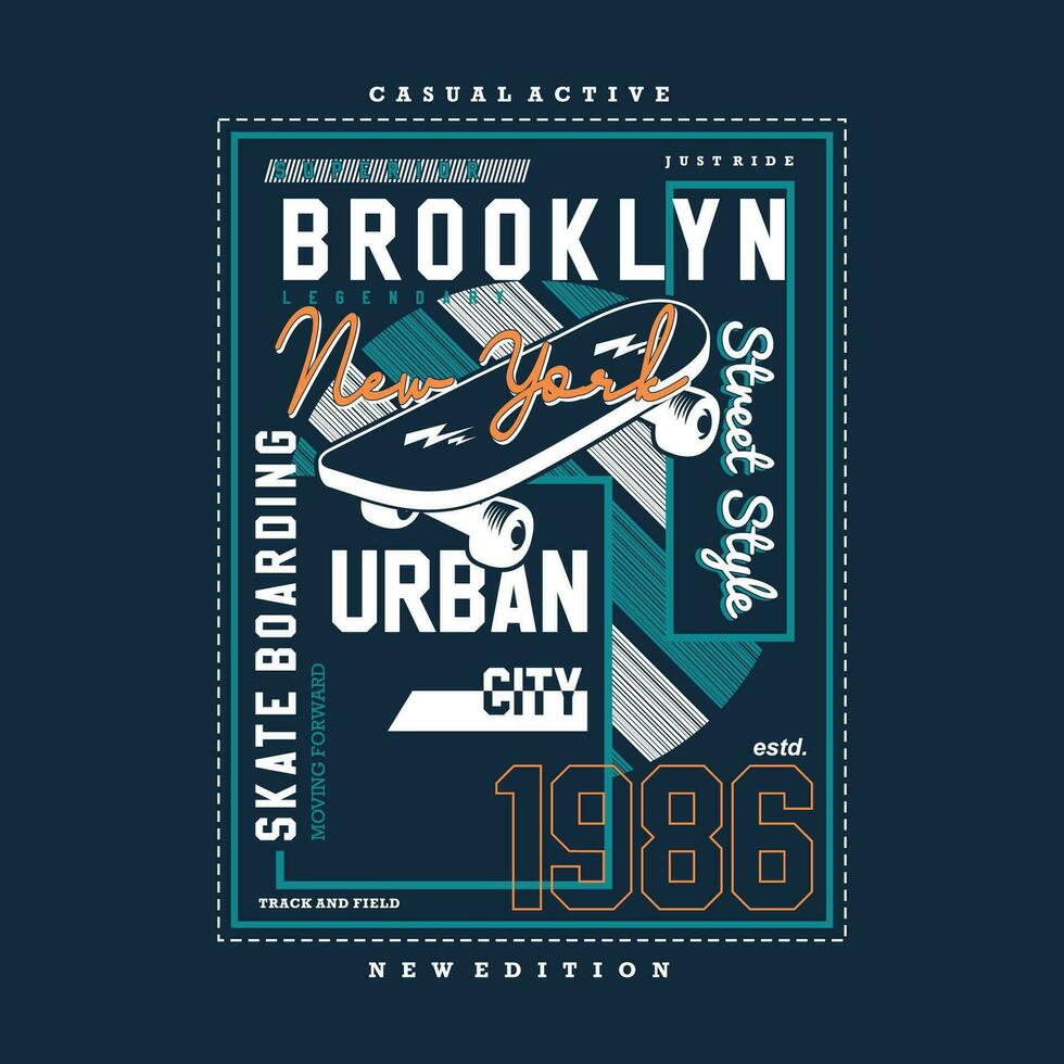 Brooklyn texte cadre, graphique t chemise conception, typographie vecteur, illustration, décontractée style vecteur