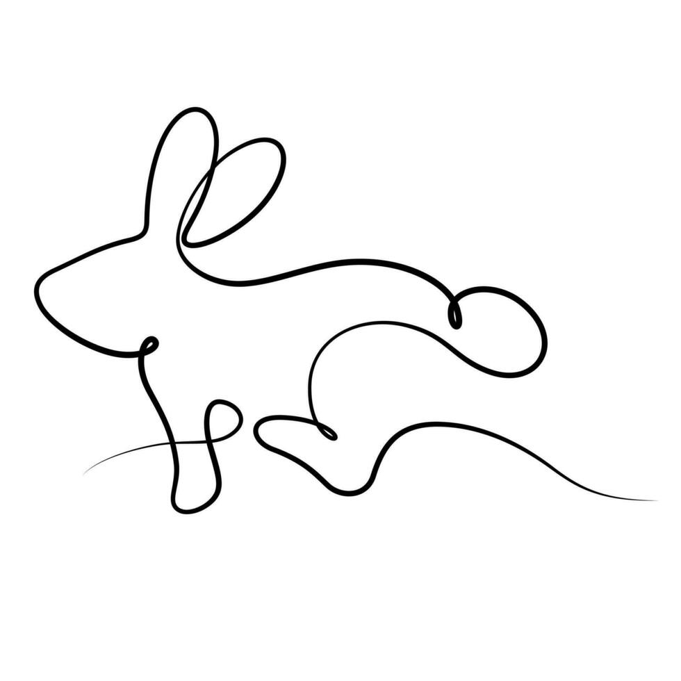 lapin continu ligne dessin calligraphier ligne style vecteur