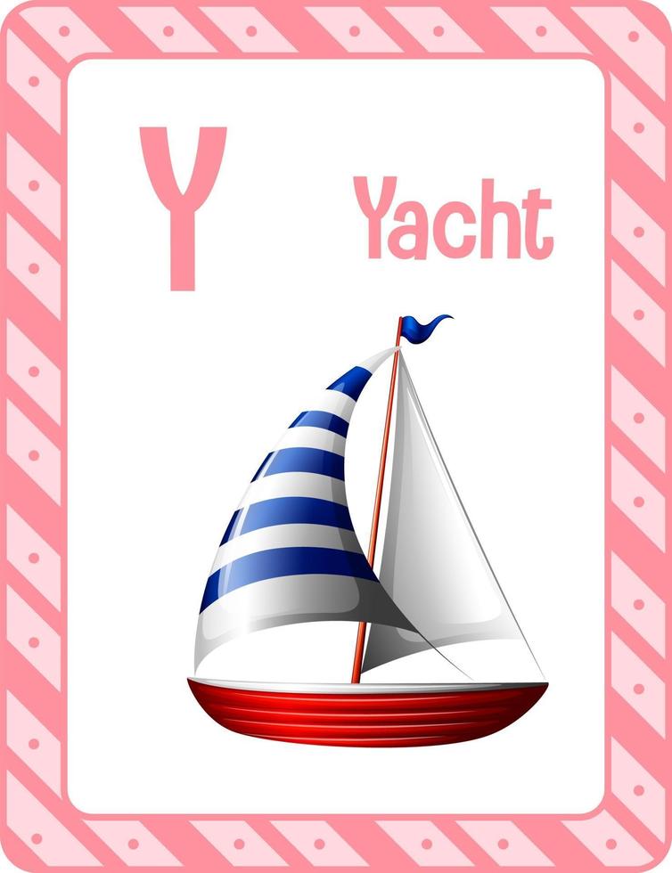 Flashcard alphabet avec lettre y pour yacht vecteur