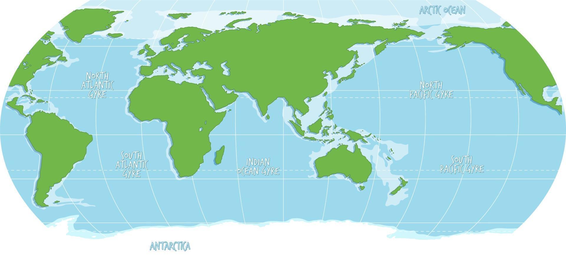 carte du monde vierge avec la couleur bleue et verte vecteur