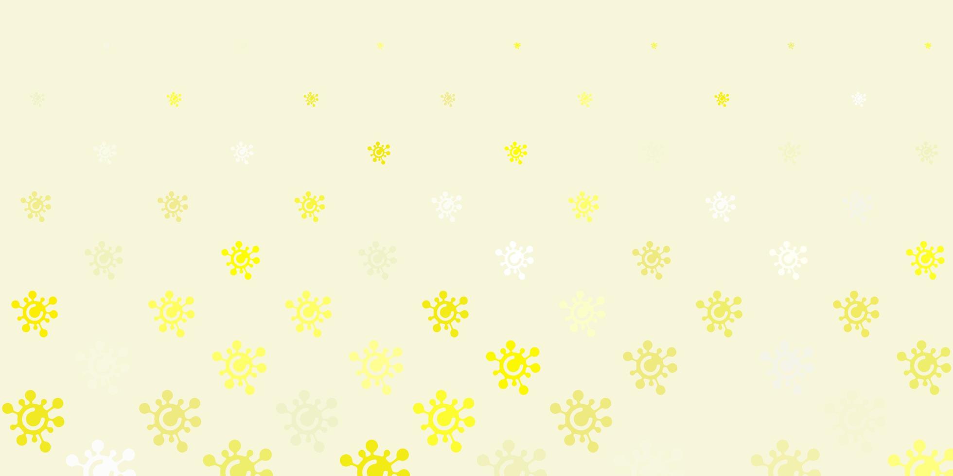 toile de fond de vecteur jaune clair avec symboles de virus