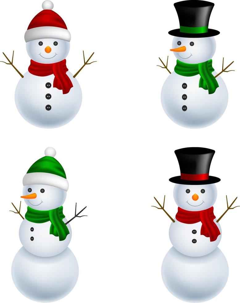 personnages de Noël. illustration de bonhomme de neige isolé vecteur