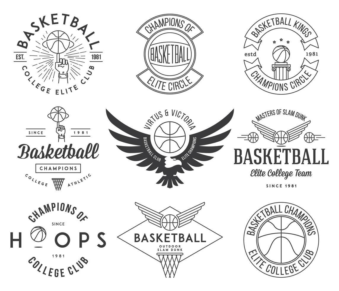 conception de badges et écussons de basket-ball vecteur