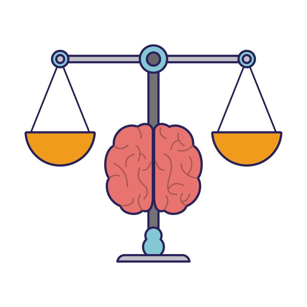 équilibre de la justice et symbole du cerveau vecteur