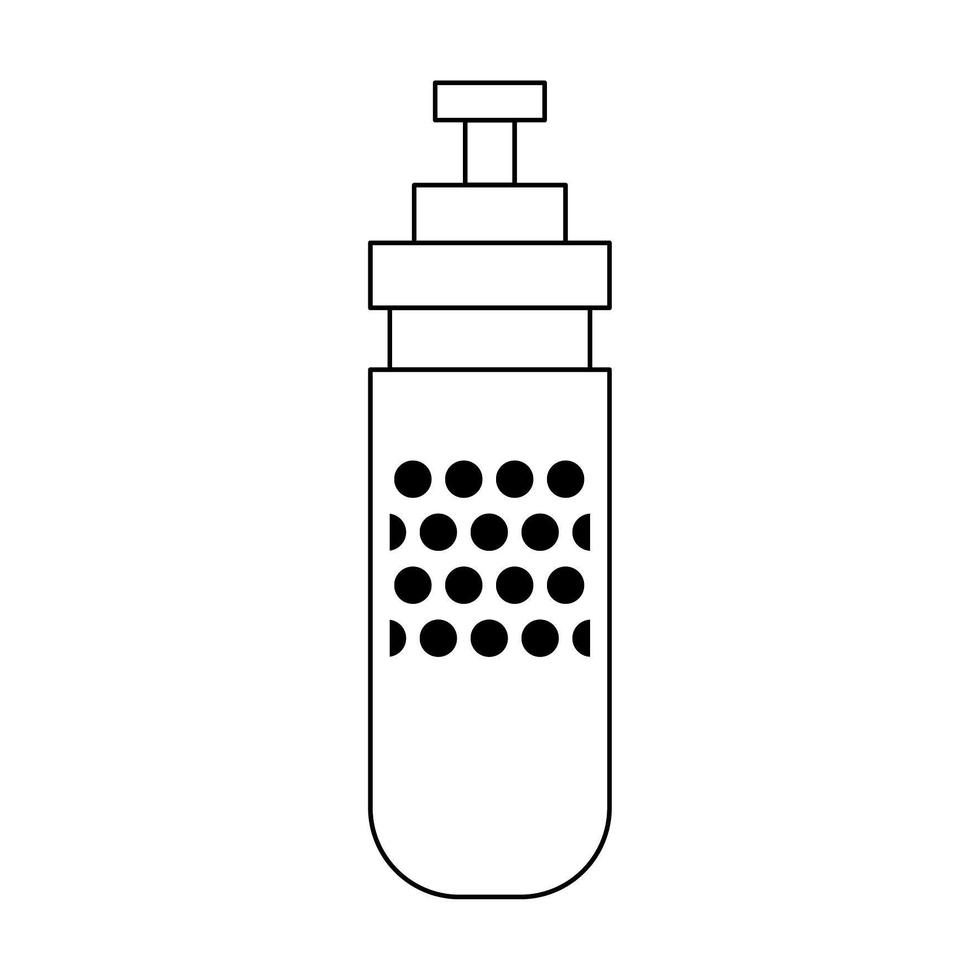 caricature de bouteille thermo isolée en noir et blanc vecteur