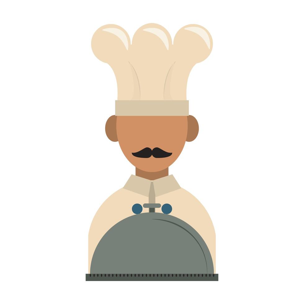 Avatar de chef de cuisine et de nourriture de restaurant avec icône de plateau de nourriture dessins animés vector illustration graphisme