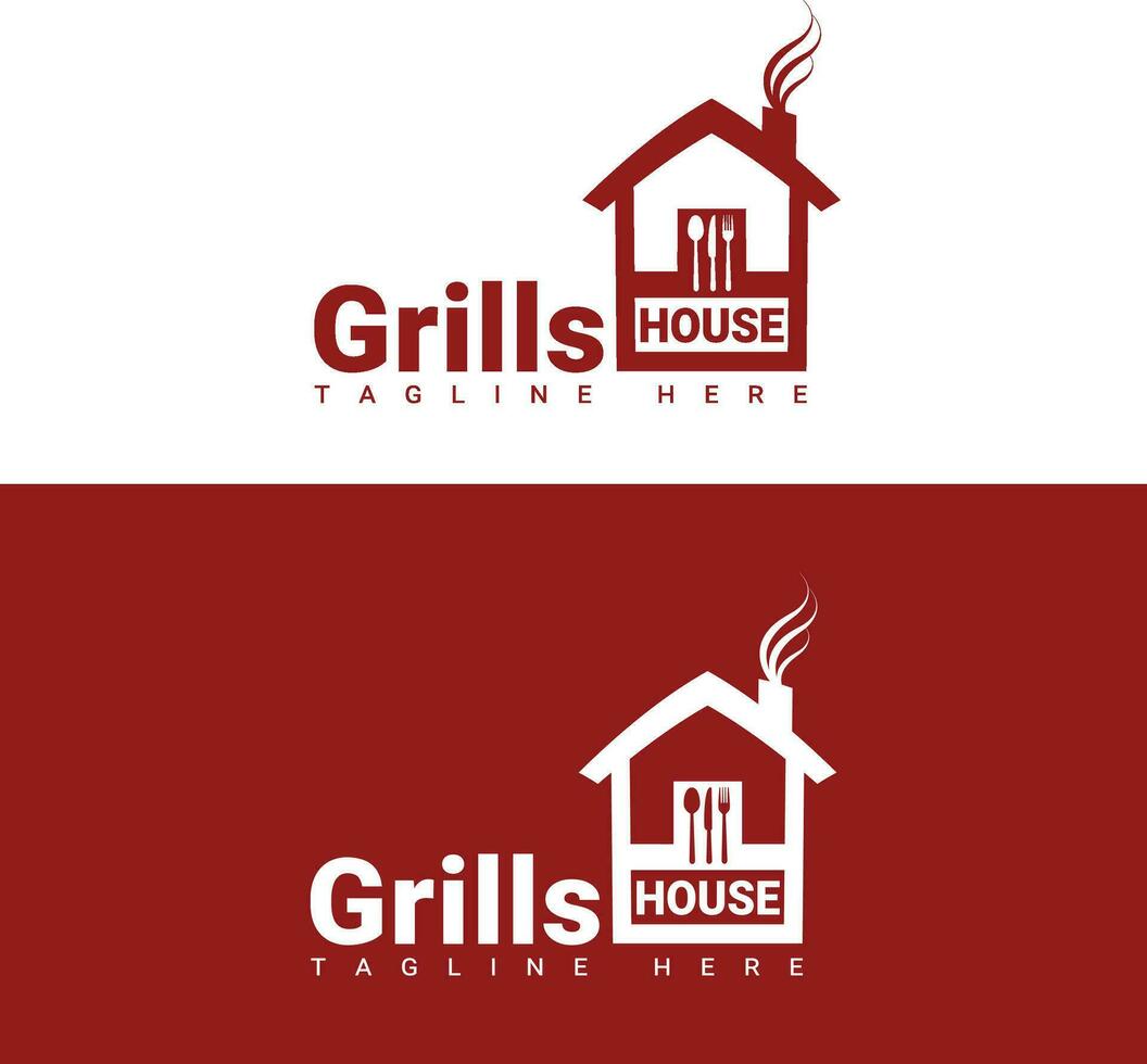 grillades maison logo conception vecteur