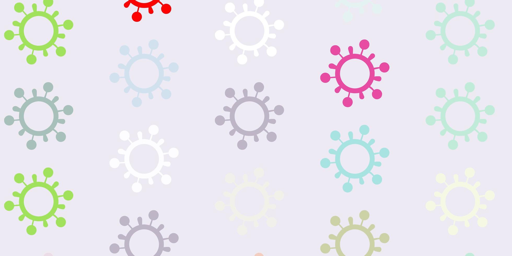 modèle vectoriel multicolore clair avec des éléments de coronavirus