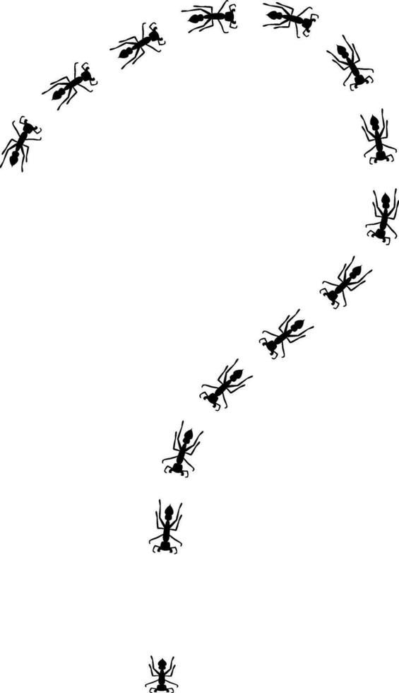 fourmi silhouettes Piste illustration dans forme de question marquer. désinfection concept. vecteur