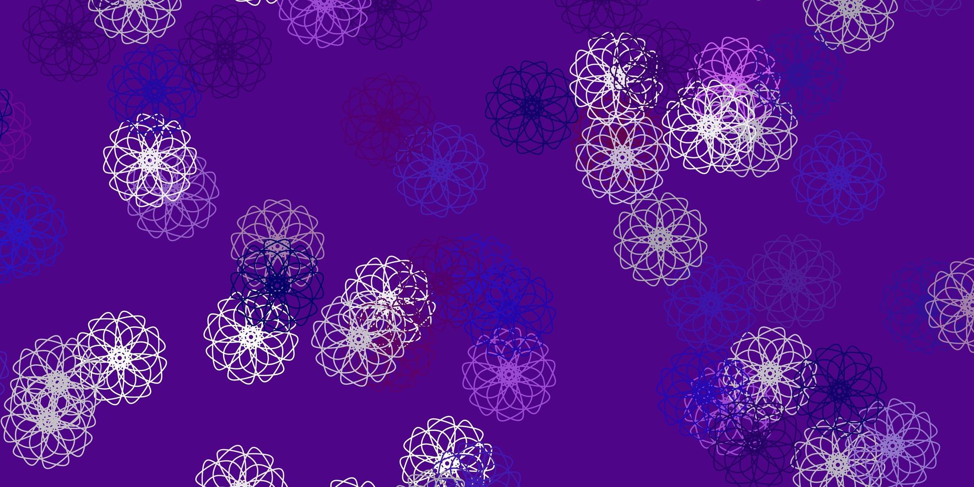 texture de griffonnage de vecteur violet clair avec des fleurs