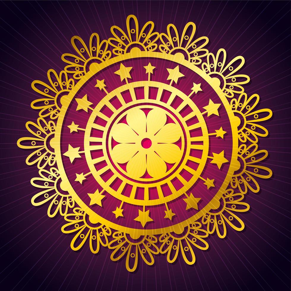 ornement de méditation de fleur de mandala d'or vecteur