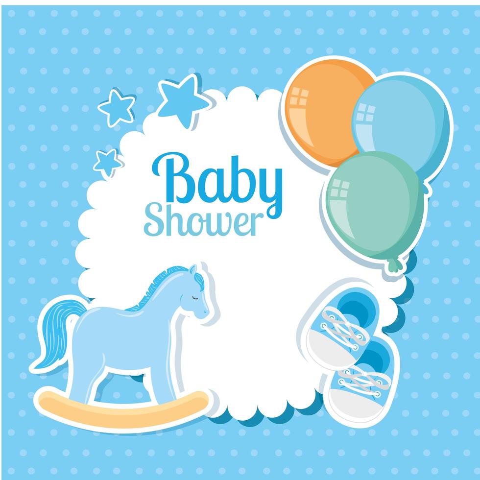 carte de douche de bébé avec une décoration mignonne vecteur