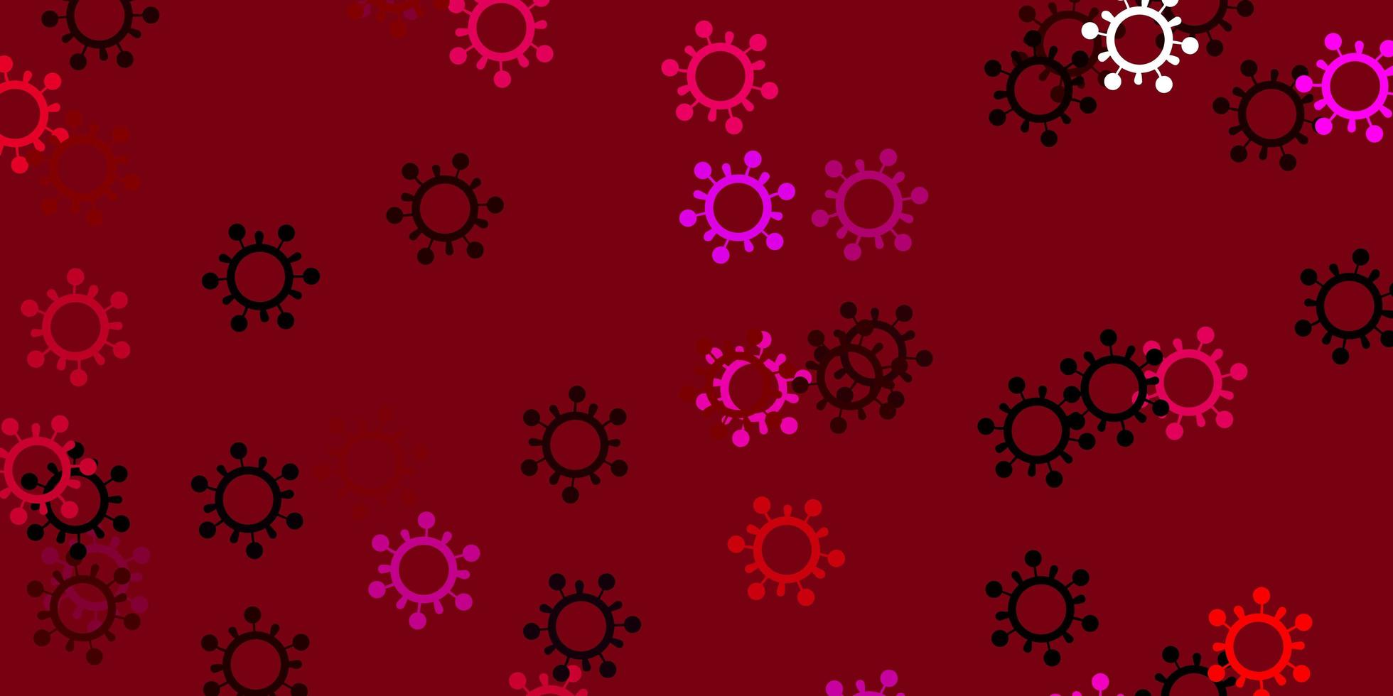 toile de fond de vecteur rose clair avec symboles de virus
