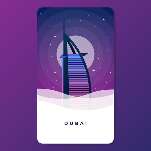 Illustration vectorielle de Burj Al Arab Hotel Émirats Arabes Unis. vecteur