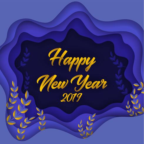 Bonne année 2019 papier coloré coupé fond de carte de voeux vecteur